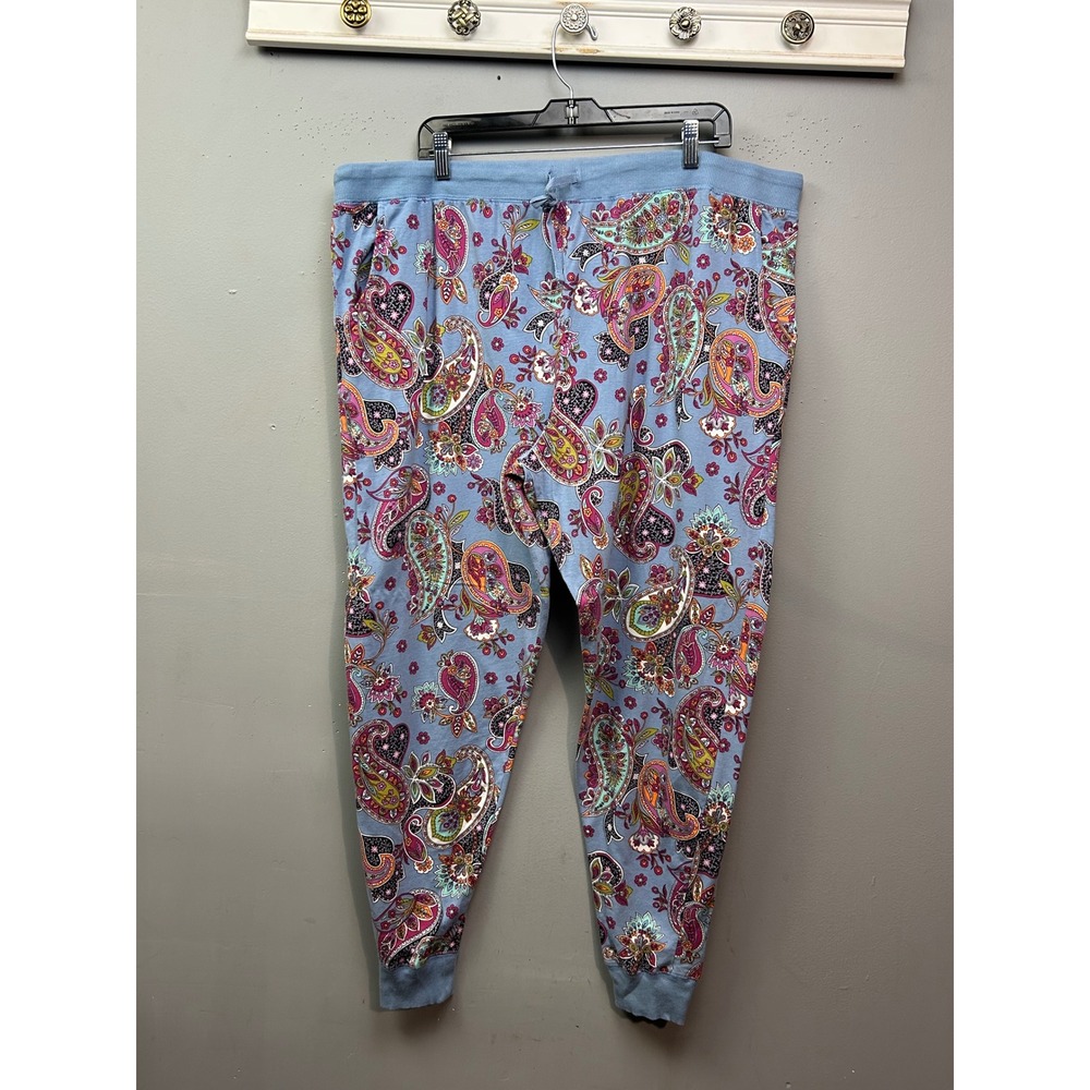 Vera Bradley Pajama Pants Womens 2XL Blue Paisley Jogger Cotton Spandex Pockets